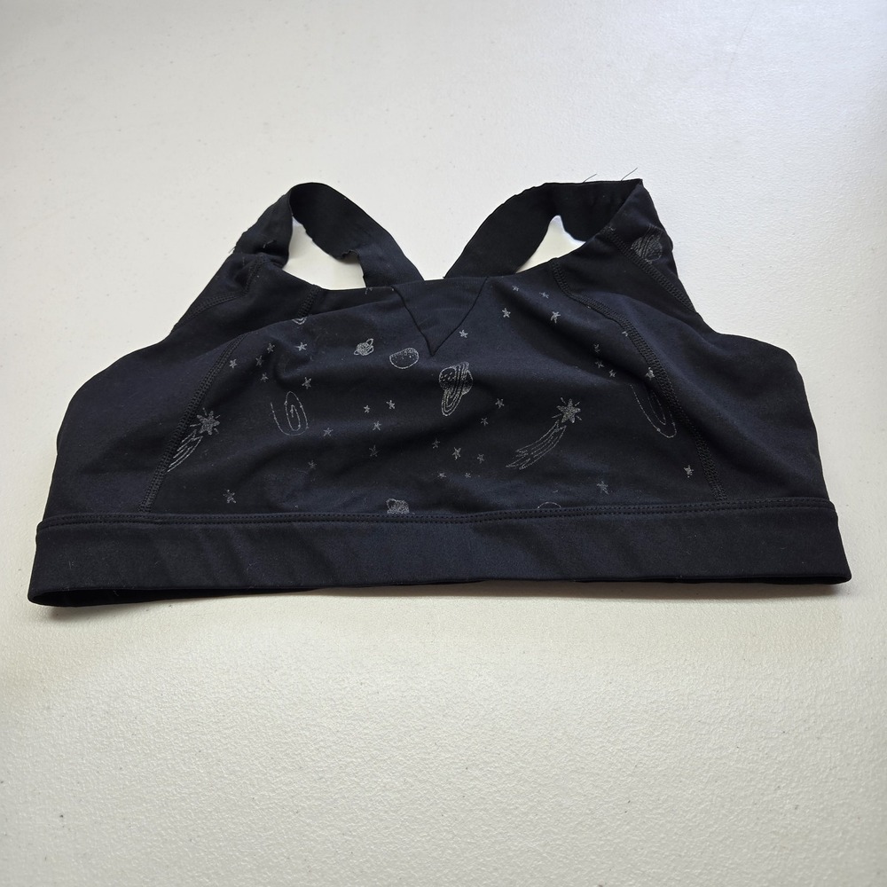Torrid Women Sports Bra 1 Black Geometric Active Wireless Wide Racerback READ